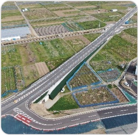 新アクセス道路の航空写真
