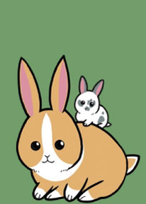 「カイウサギ おやこそろって よくはねる」の取り札