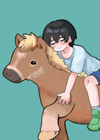 「やさしいおかおで みんなをのせる かわいいポニー」の取り札