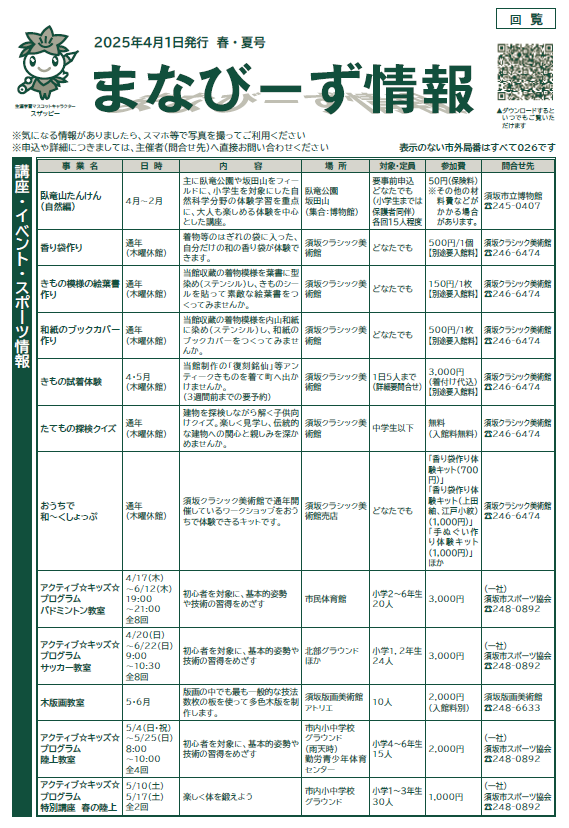 まなびーず情報2025年4月1日発行号表面画像