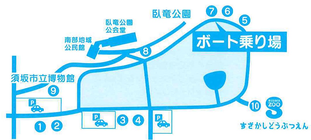 参加店舗の位置を記した図。1から10まである
