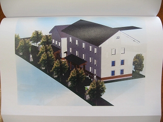 まゆぐら再修景計画の建物イメージなどを描いた作品の写真