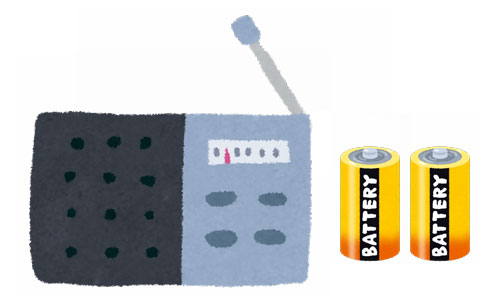 ラジオと乾電池のイラスト