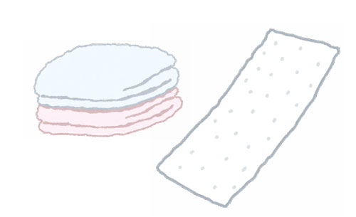 たたんで重ねてあるバスタオルとタオルのイラスト