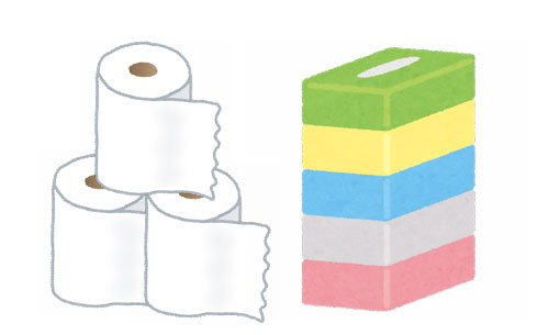 トイレットペーパーと箱テッシュのイラスト