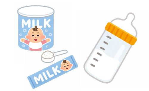 ミルク缶と哺乳瓶のイラスト