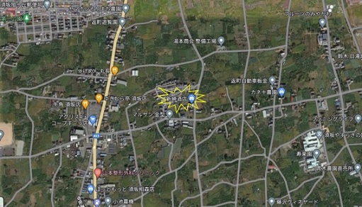 グーグルマップにて新崎酒店の場所を示した地図の画像