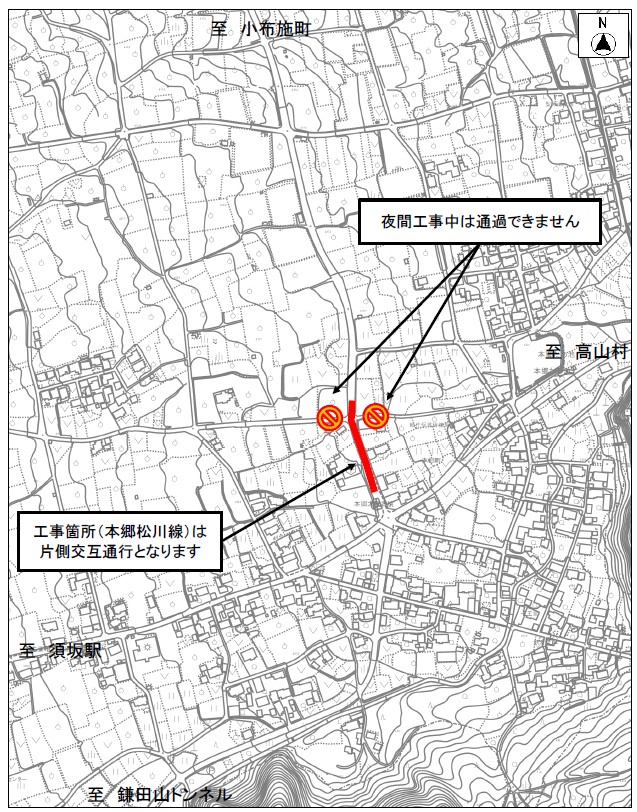 本郷町の信号から北信濃くだもの街道を小布施方面へ進む道。信号からすぐのところです。