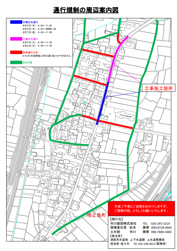 工事個所の地図