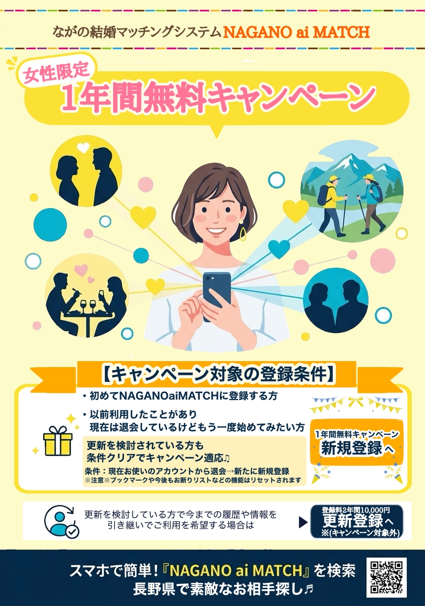 2026年度女性限定1年間無料キャンペーンチラシ