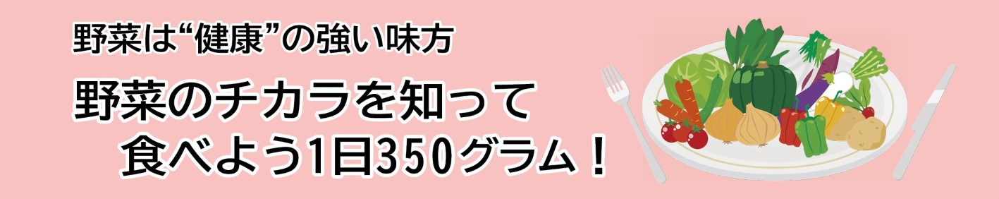 見出し「野菜は“健康”の強い味方。野菜のチカラを知って、食べよう1日350グラム!」