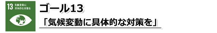 ゴール13「気候変動に具体的な対策を」の文字と、目のイラストの瞳の部分が地球になっているSDGs目標13のアイコン