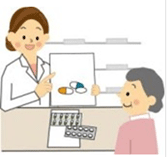 かかりつけ薬局と患者のイラスト