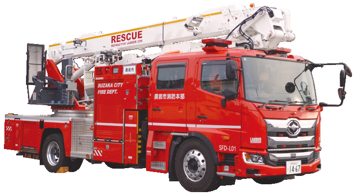屈折はしご付き消防車
