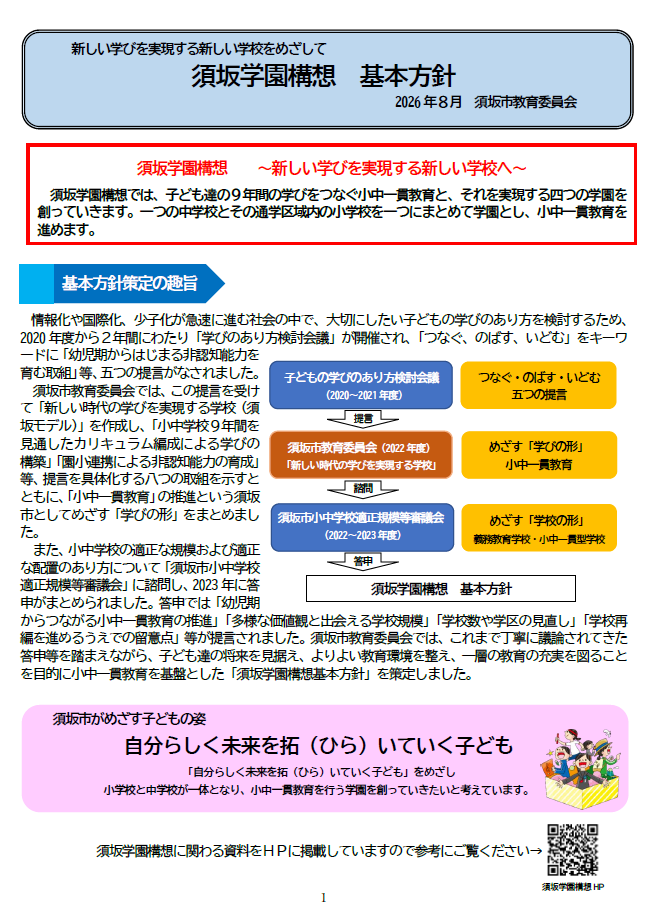 須坂学園構想基本方針の1枚目画像