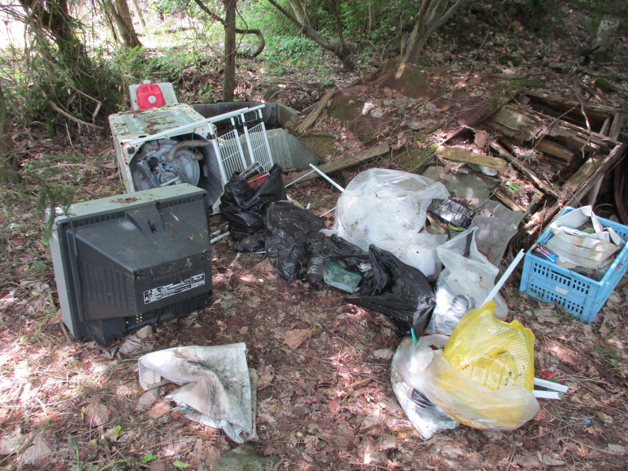 大量に不法投棄された家庭ごみ