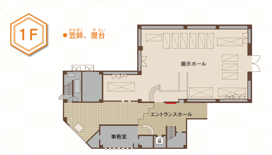 笠鉾会館1階（笠鉾、屋台）のフロアマップ