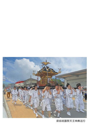 須坂祇園祭三部作天王神輿巡行のハガキデザイン