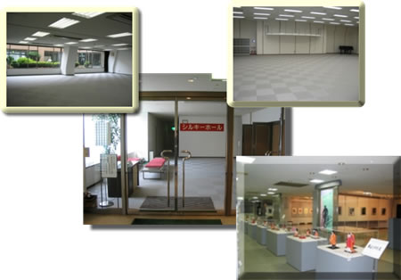 須坂市シルキーホールの玄関や展示場、ホールなどの写真