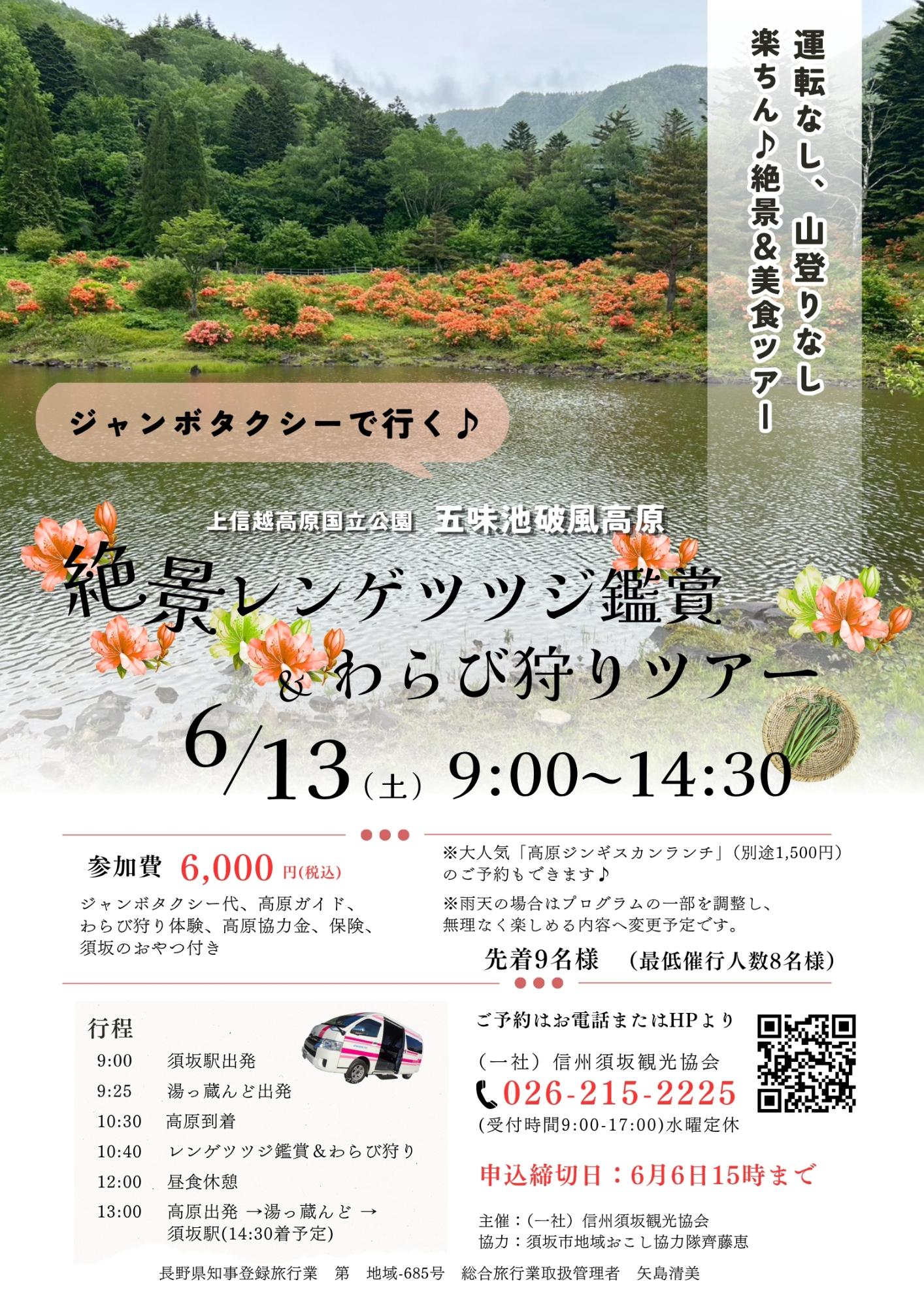 絶景レンゲツツジ鑑賞＆わらび狩りツアーチラシ