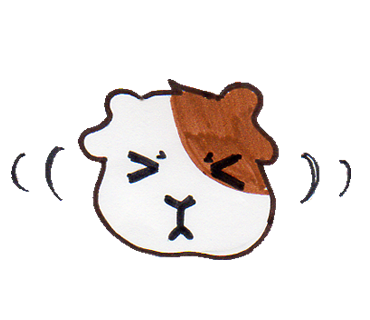 頭を振って嫌がっているぶち犬のイラスト