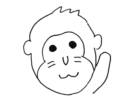 左手を挙げたサルのイラスト