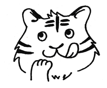 舌なめずりしているトラのイラスト