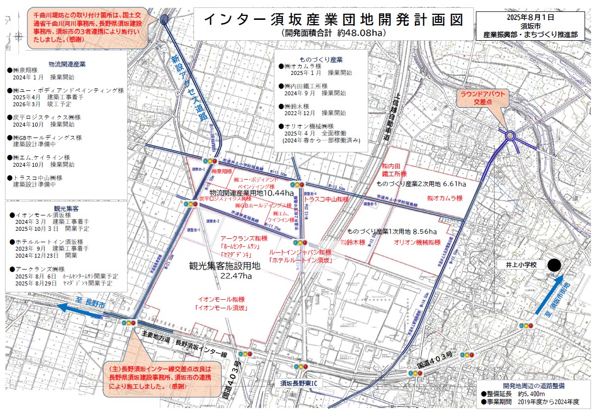 インター須坂産業団地開発計画図、2025年8月1日時点