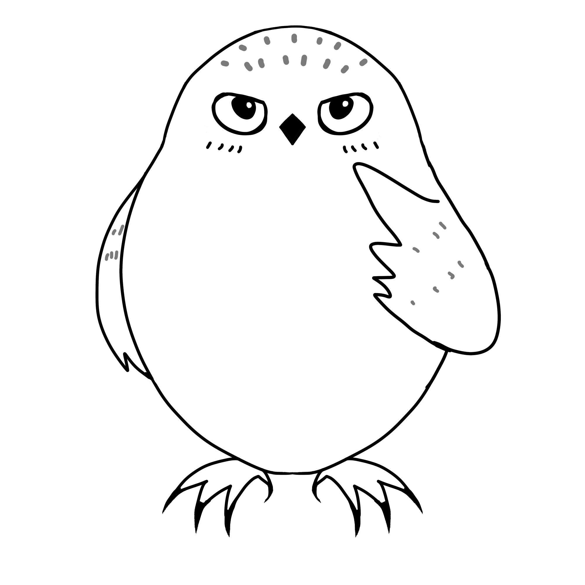 白フクロウ、片手を目のところに当てているカラーイラスト