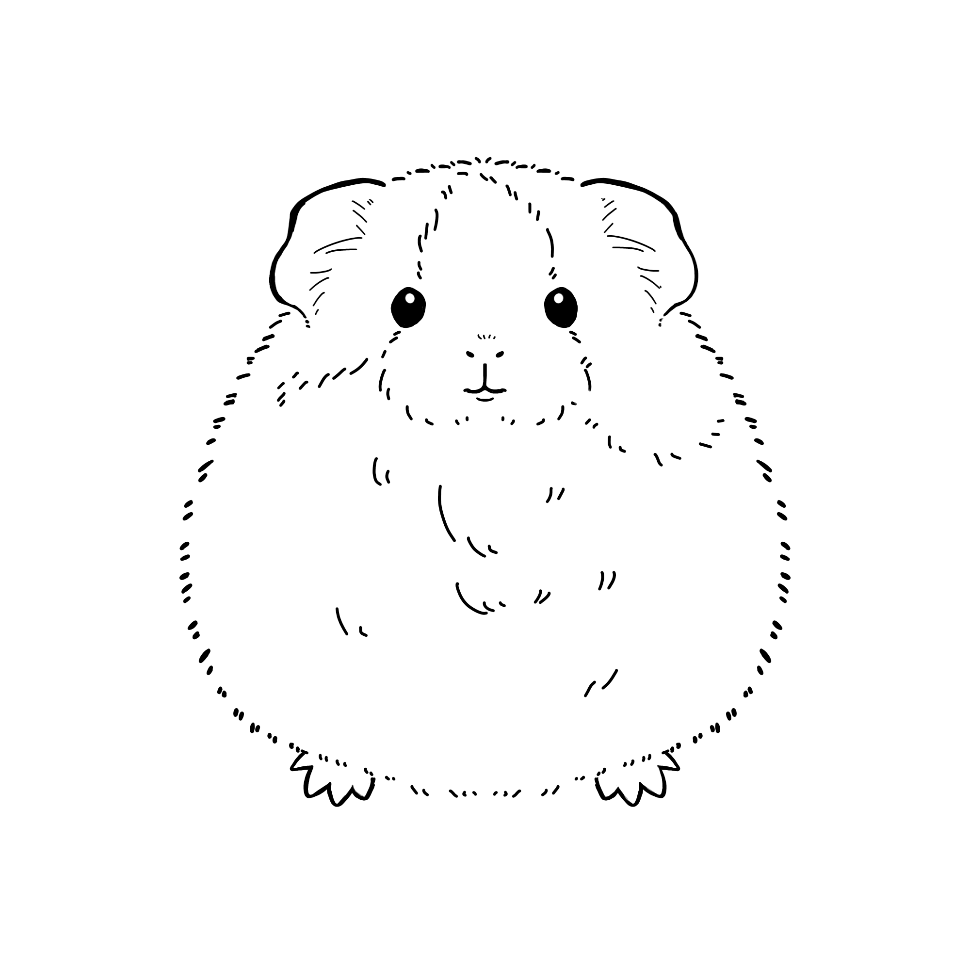 モルモットのイラスト（白黒）