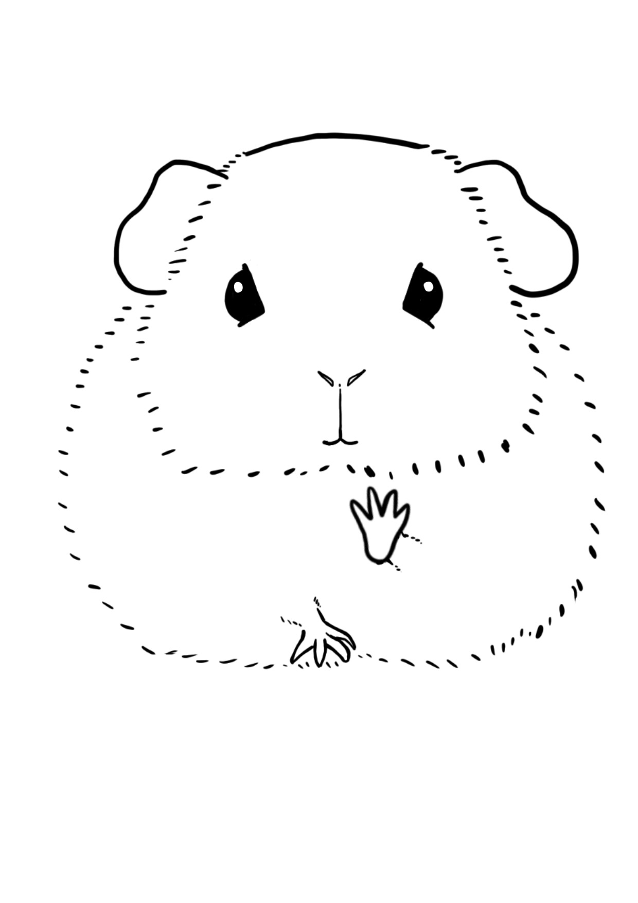 モルモットのイラスト（白黒）
