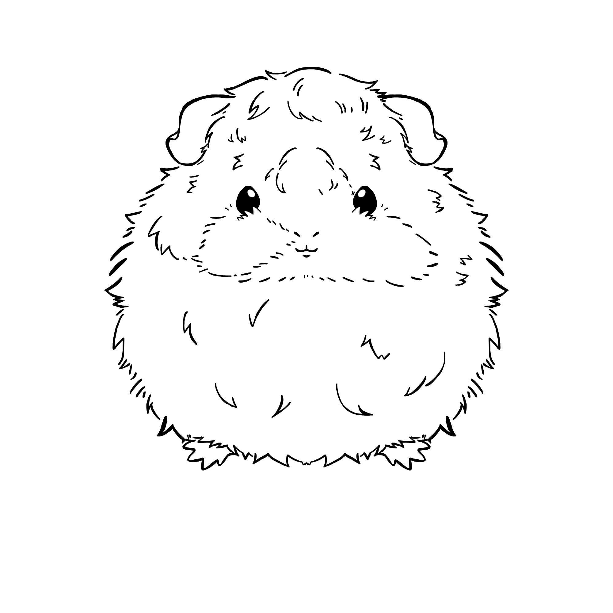 モルモットのジャックの白黒イラスト
