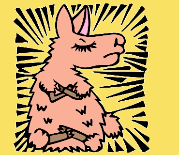 あぐらをかき腕を組んで怒っている体が毛に覆われた動物のイラスト