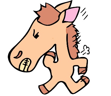 両前足を大きく振って走っている馬のイラスト