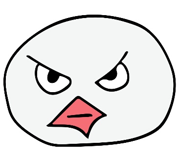 怒って睨んでいる鳥の顔のイラスト