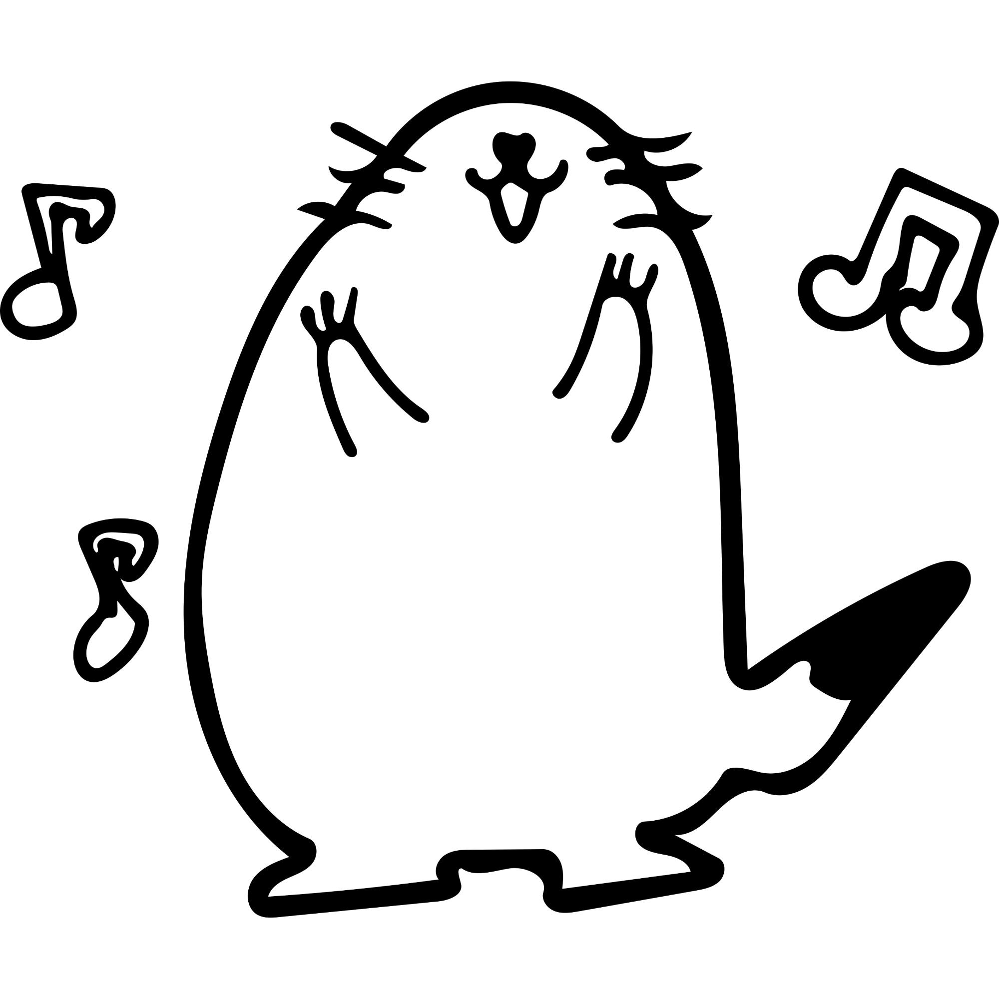 両前足を挙げて喜んでいるプレーリードッグの白黒のイラスト