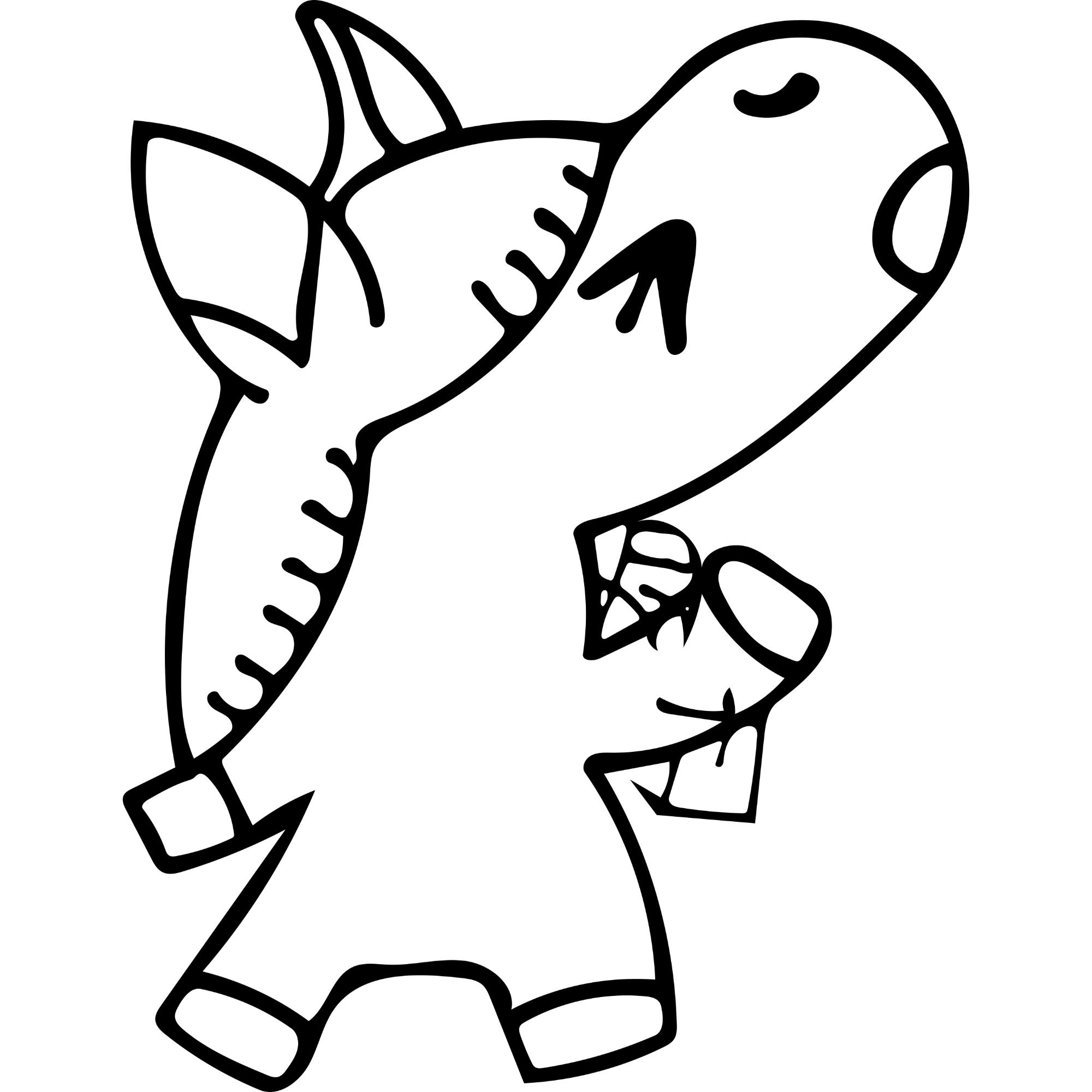 手を振っている馬の白黒のイラスト