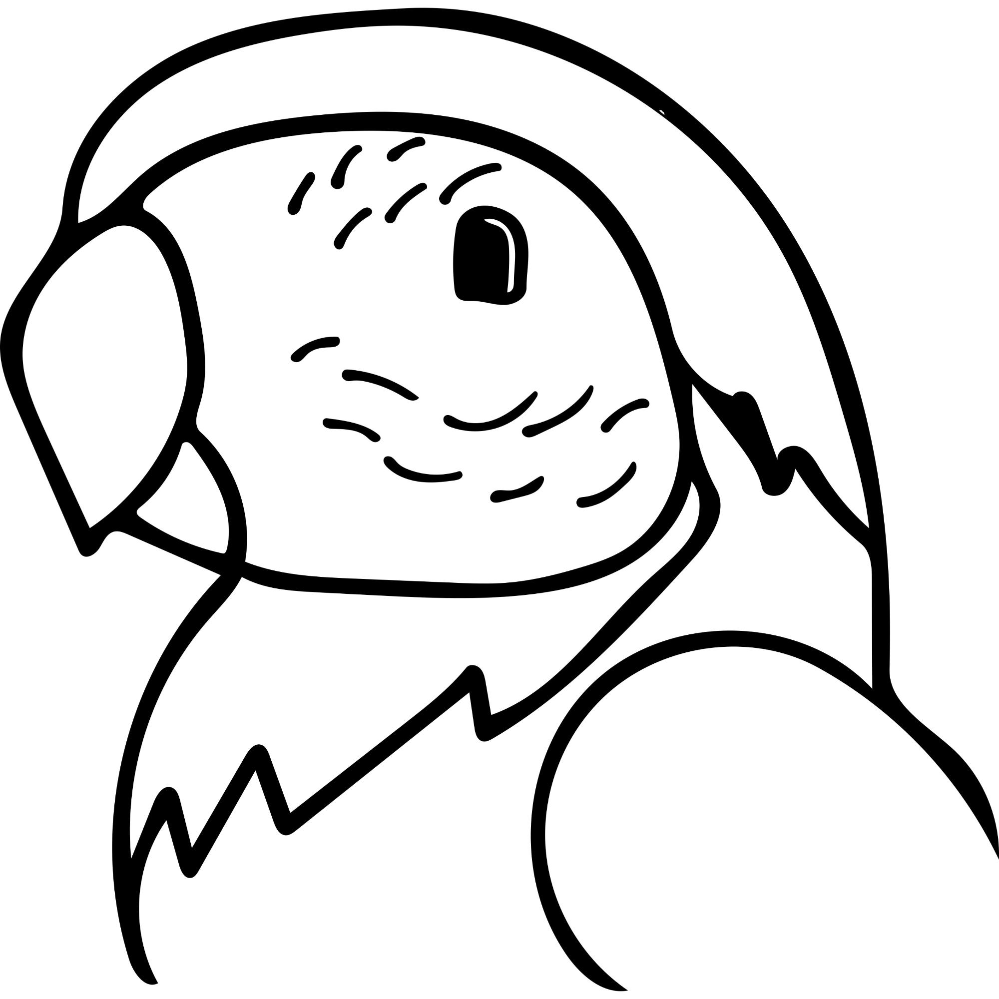 横を向いたルリコンゴウインコの白黒のイラスト