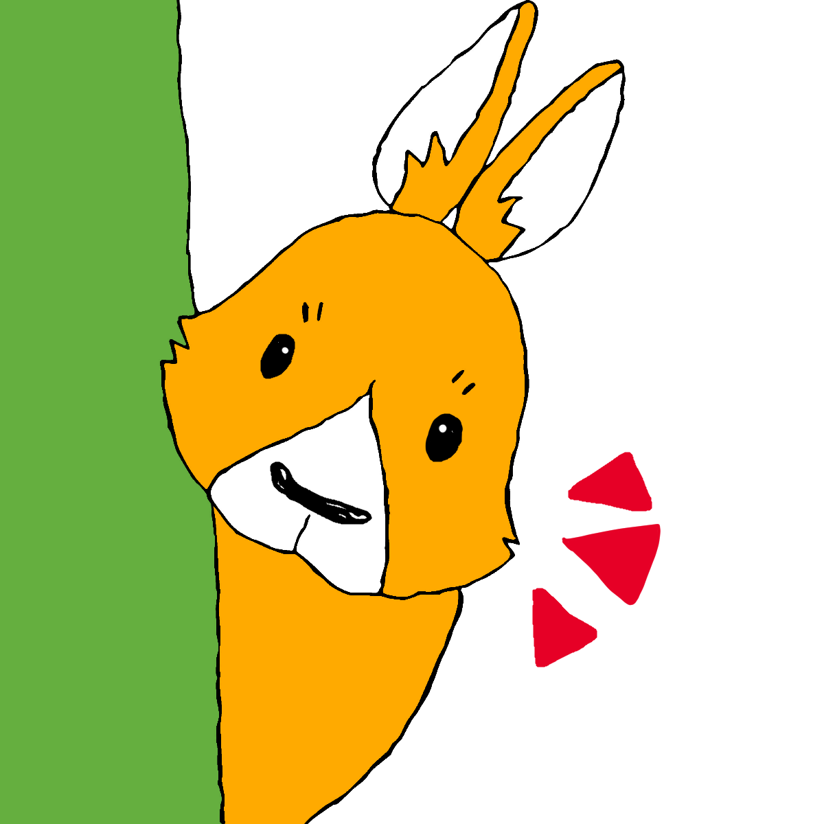 木の後ろから顔を出しているウサギのイラスト