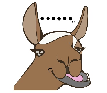 無言…。下顎を出しているラマのイラスト
