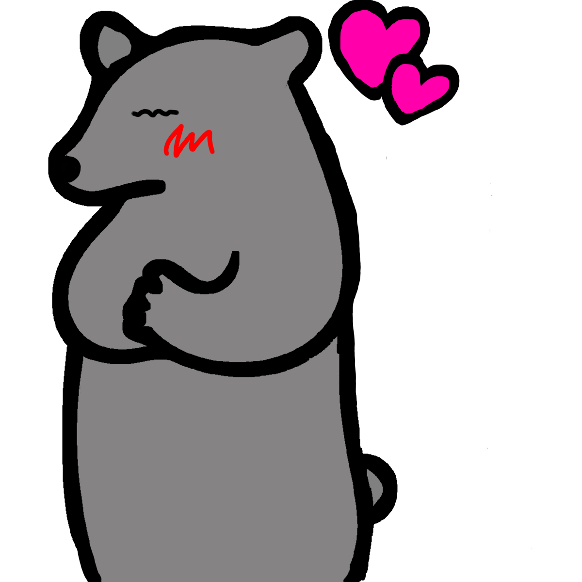 頬を赤らめているニホンツキノワグマのイラスト