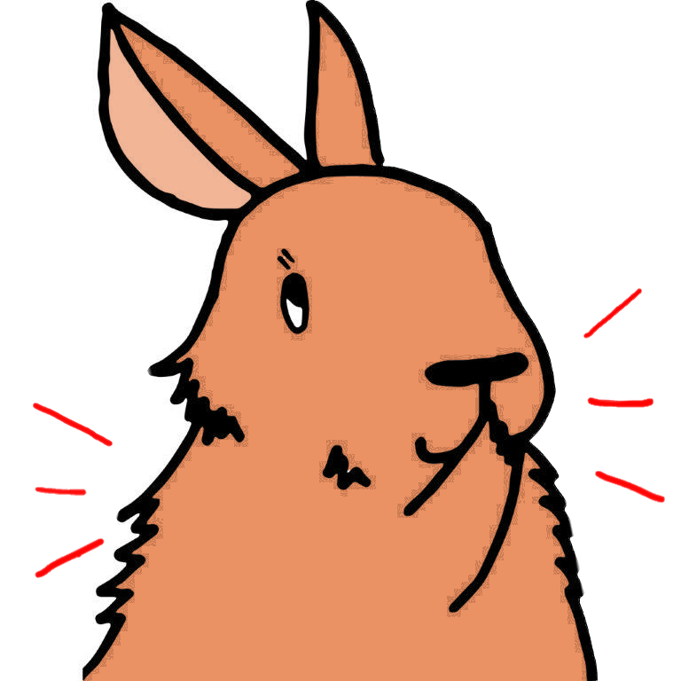 右手を口元にあてたウサギのイラスト