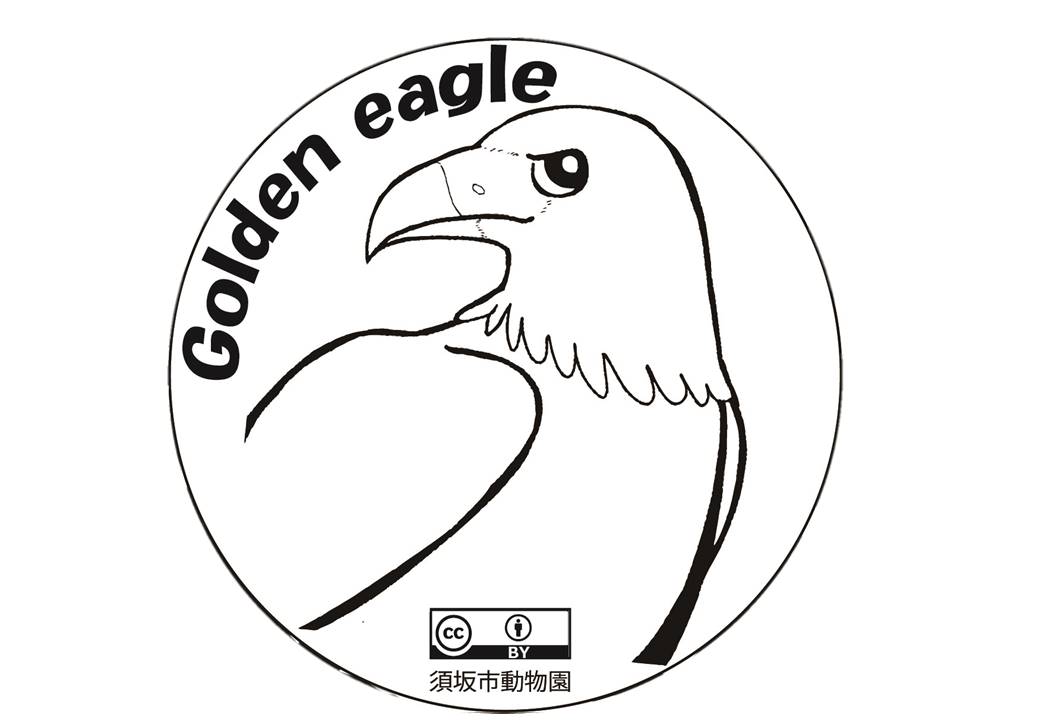 Golden eagle 左を向いたニホンイヌワシの白黒のイラスト