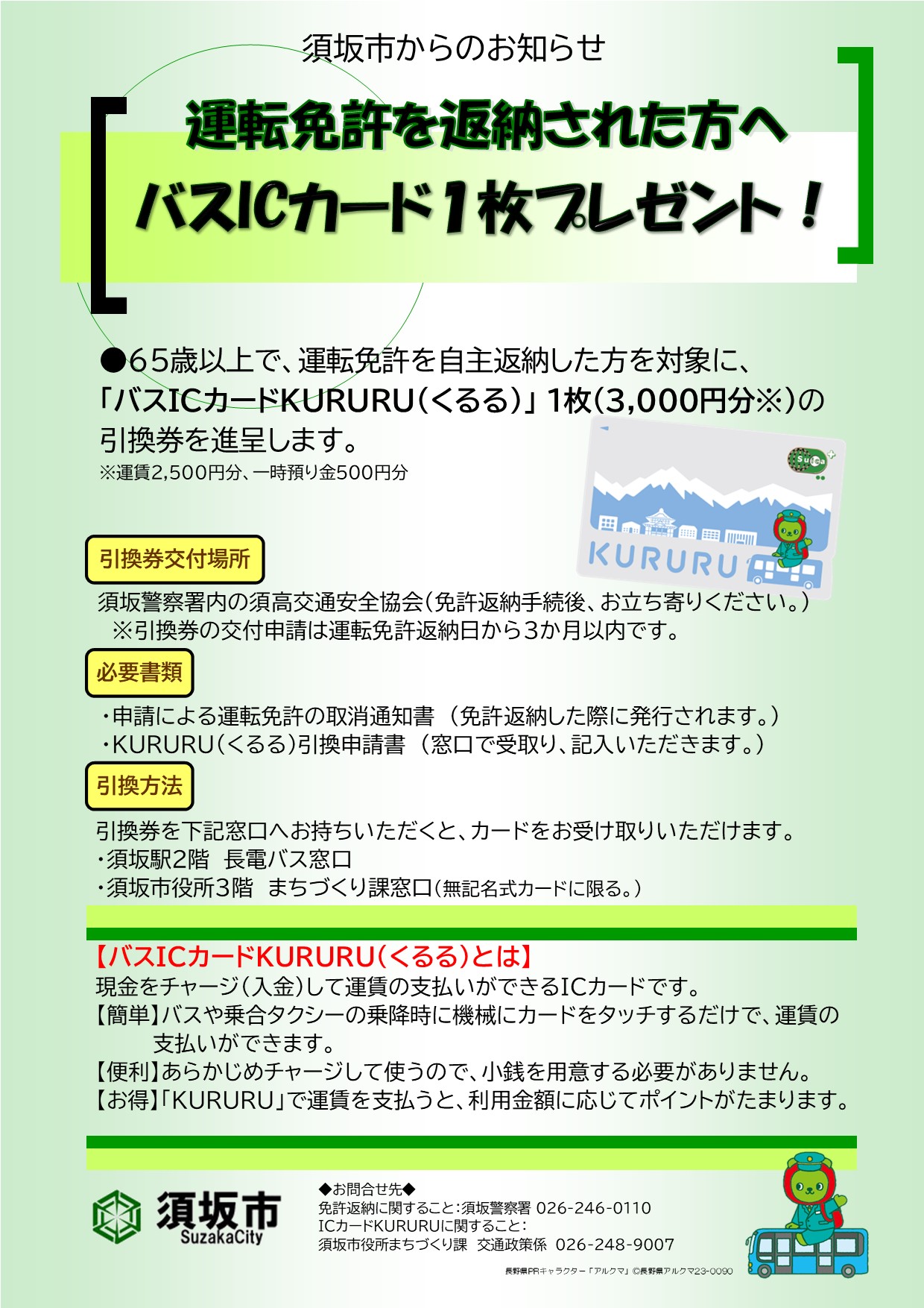 運転免許返納特典案内チラシ