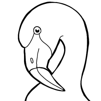 フラミンゴの「カニ」白黒画像