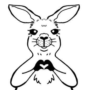 アカカンガルーの「さくら」白黒イラスト