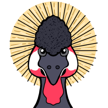 ホオジロカンムリヅルのかんべえカラー画像