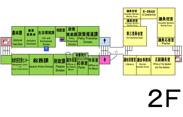 須坂市役所2階の平面図
