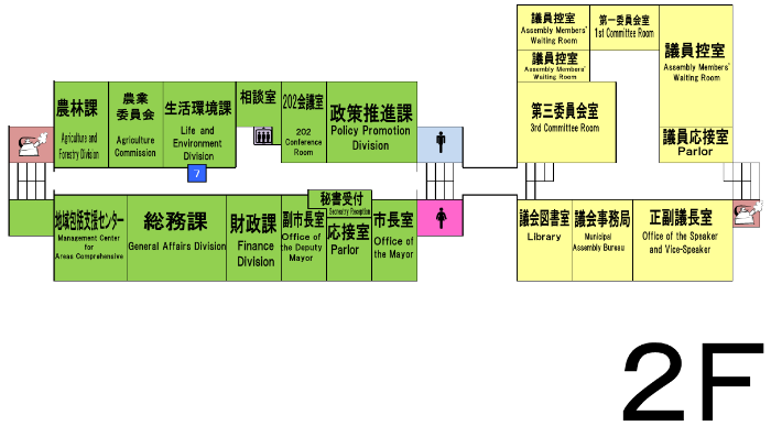 須坂市役所2階の平面図