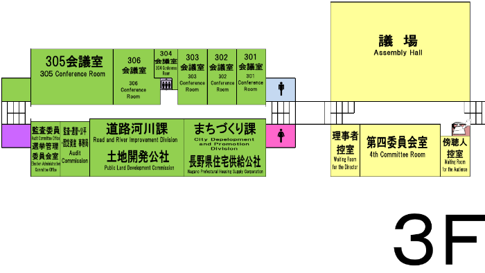 須坂市役所3階の平面図